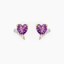 Marc Orian Anniversaire De Mariage|Boucles D'Oreilles Cœur > Boucles D'oreilles Puces Eva Or Jaune Amethyste Et Oxyde De Zirconium