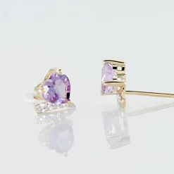Marc Orian Anniversaire De Mariage|Boucles D'Oreilles Cœur > Boucles D'oreilles Puces Eva Or Jaune Amethyste Et Oxyde De Zirconium