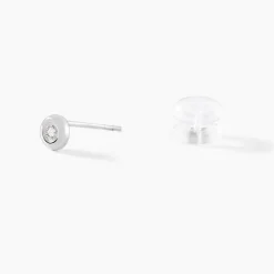 Boucles D'oreilles Puces Fatiana Or Blanc Diamant