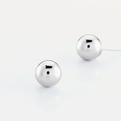 Boucles D'oreilles Puces Fidelia Boule Or Blanc
