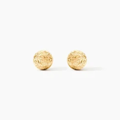 Boucles D'oreilles Puces Fidelia Boule Diamantee Or Jaune