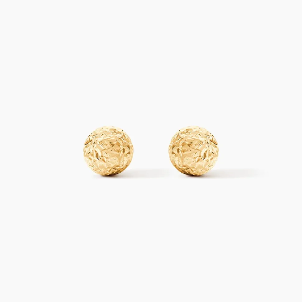 Boucles D'oreilles Puces Fidelia Boule Diamantee Or Jaune