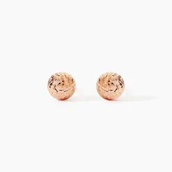 Boucles D'oreilles Puces Fidelia Boule Diamantee Or Rose
