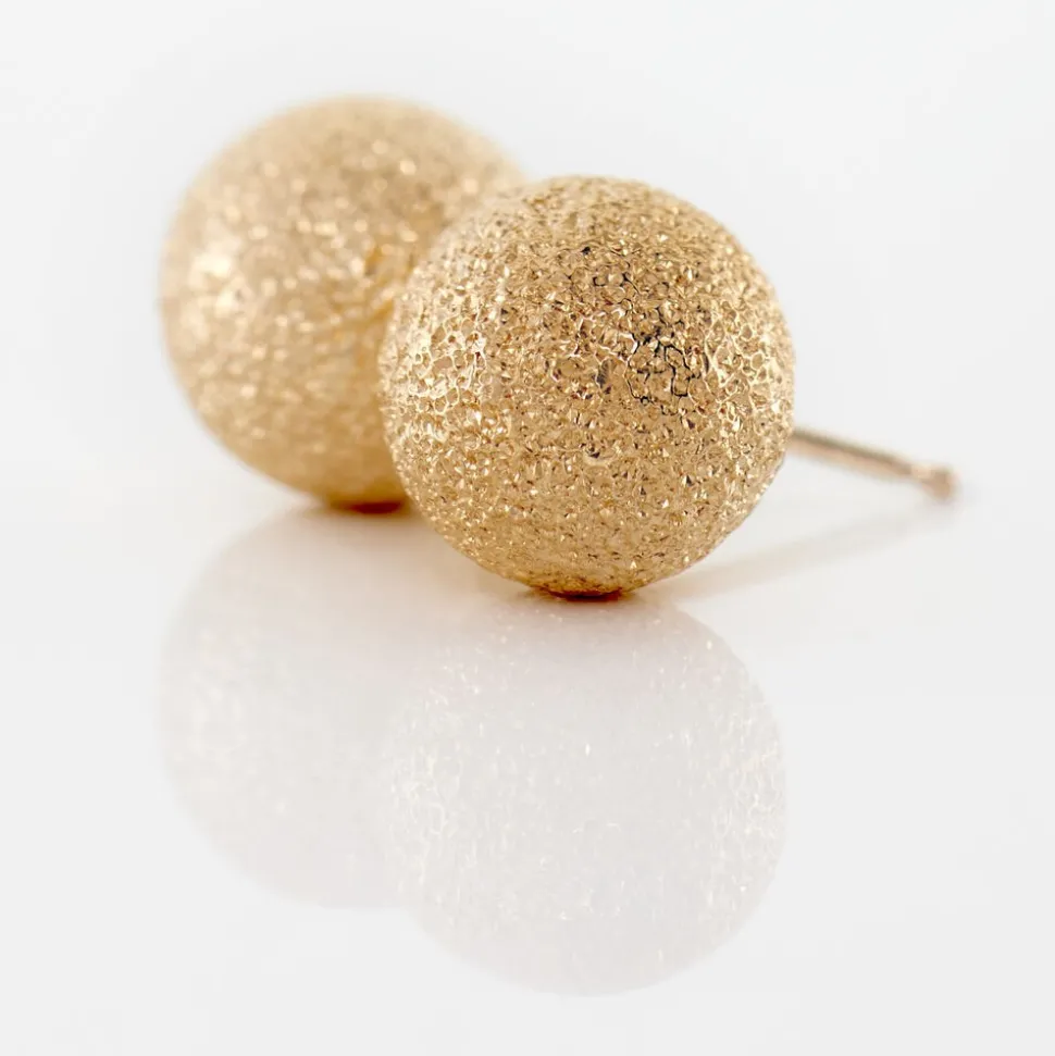 Boucles D'oreilles Puces Fidelia Boule Sablee Or Jaune