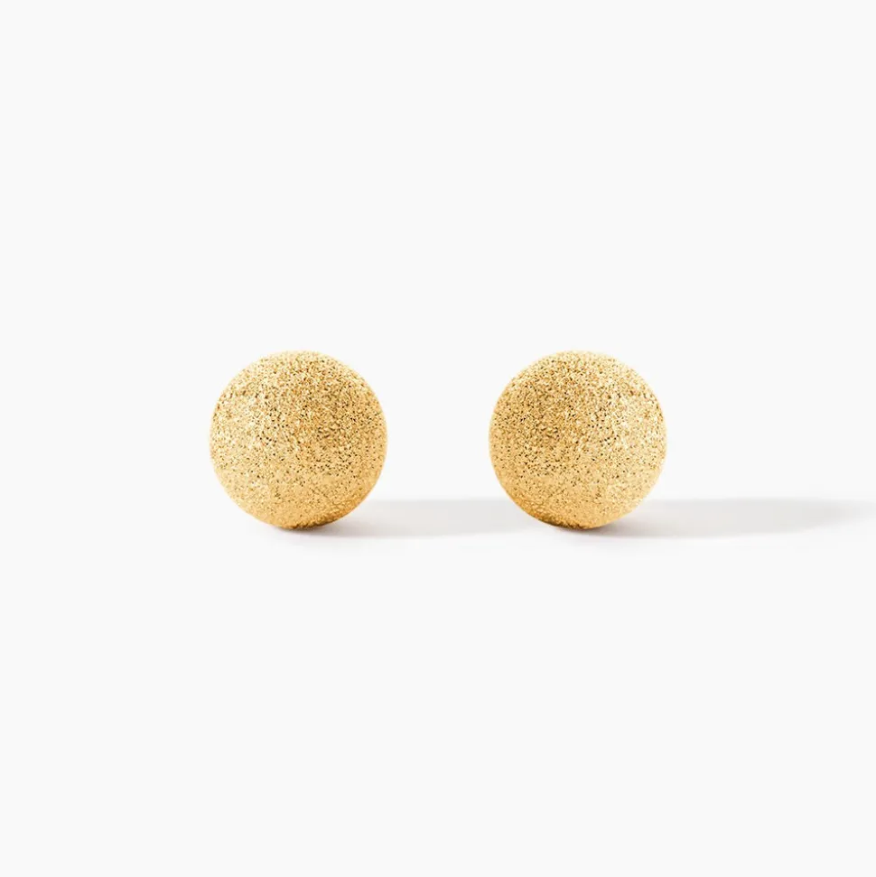 Boucles D'oreilles Puces Fidelia Boule Sablee Or Jaune