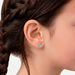 Boucles D'oreilles Puces Flip Dauphin Or Jaune