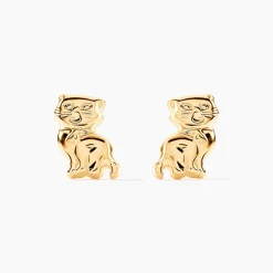 Boucles D'oreilles Puces Florenta Chat Or Jaune
