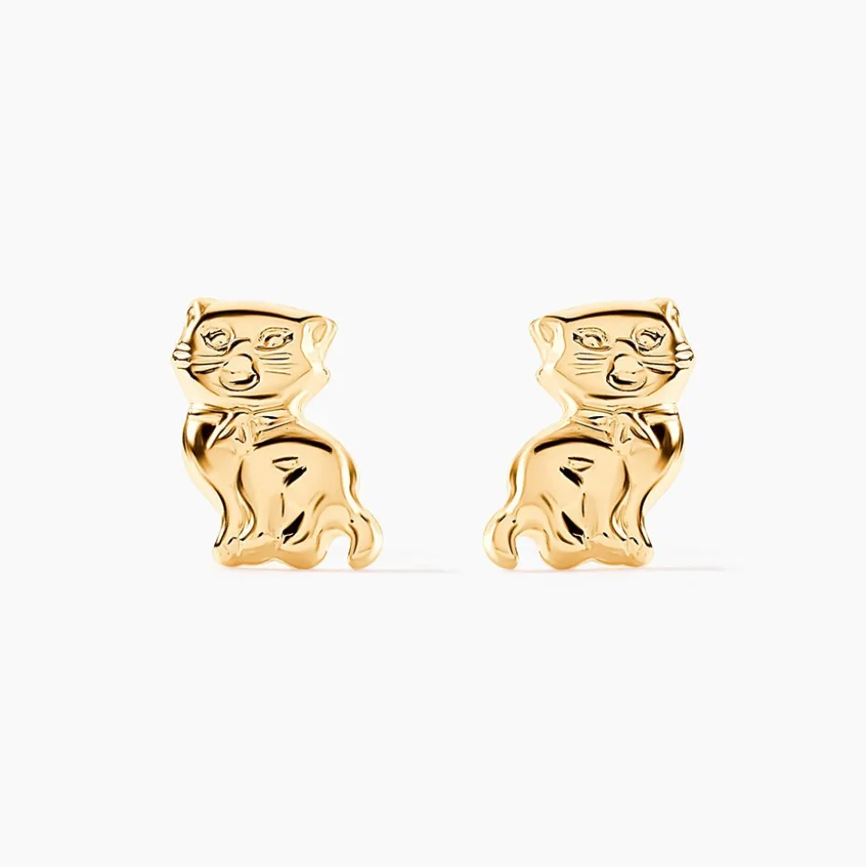 Boucles D'oreilles Puces Florenta Chat Or Jaune