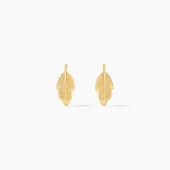Boucles D'oreilles Puces Floria Feuilles Or Jaune