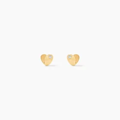 Marc Orian Bijoux Zirconium|Bijoux Homme > Boucles D'oreilles Puces Freddie Coeur Plein Or Jaune Oxyde De Zirconium