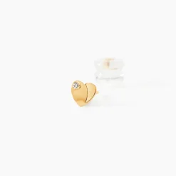 Marc Orian Bijoux Zirconium|Bijoux Homme > Boucles D'oreilles Puces Freddie Coeur Plein Or Jaune Oxyde De Zirconium