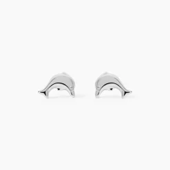Boucles D'oreilles Puces Fulvie Dauphin 5 Or Blanc