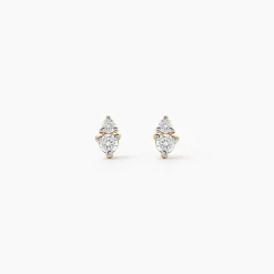 Boucles D'Oreilles Puces Georgia Plaqué Or Jaune Oxyde De Zirconium