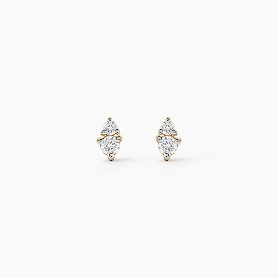 Boucles D'Oreilles Puces Georgia Plaqué Or Jaune Oxyde De Zirconium