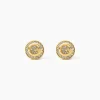 Boucles D'Oreilles Puces Guess G Crystal Acier Jaune Oxyde De Zirconium