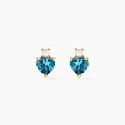 Marc Orian Cadeaux Mariage|Anniversaire De Mariage > Boucles D'oreilles Puces Heart Or Jaune Topaze Oxyde De Zirconium
