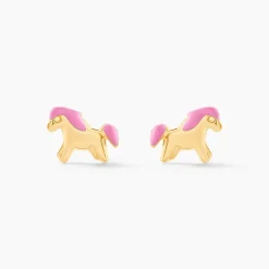 Boucles D'oreilles Puces Heldea Cheval Or Jaune