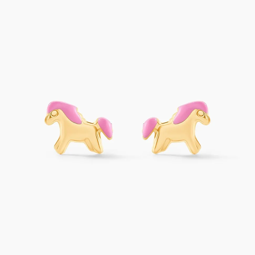 Boucles D'oreilles Puces Heldea Cheval Or Jaune