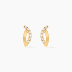 Boucles D'oreilles Puces Helvi Or Jaune Oxyde De Zirconium