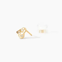 Boucles D'oreilles Puces Huan Cœur Or Jaune Oxyde De Zirconium