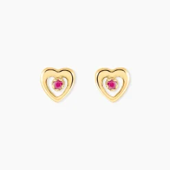 Marc Orian Cadeaux Mariage|Anniversaire De Mariage > Boucles D'oreilles Puces Izild Or Jaune Rubis