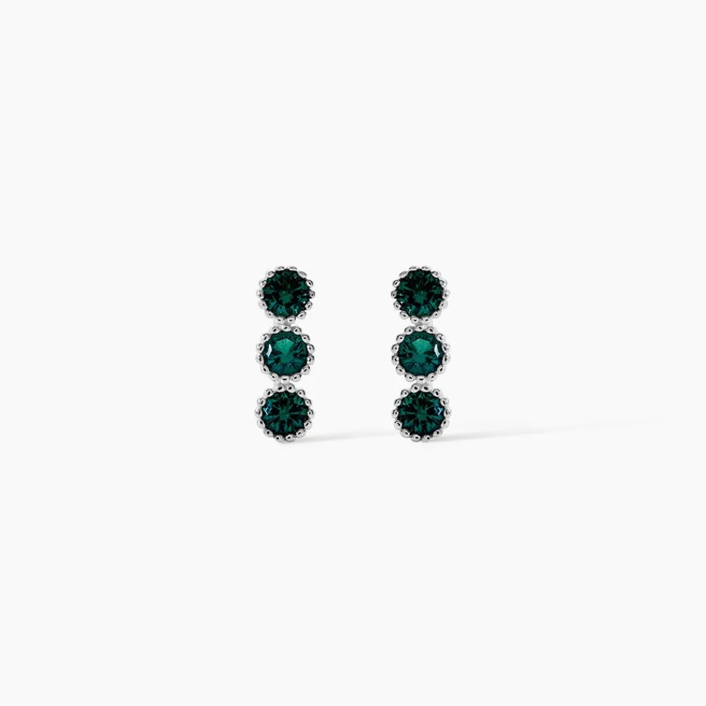 Marc Orian Bijoux Zirconium|Boucles D'Oreilles Argent > Boucles D'oreilles Puces Kasey Argent Blanc Oxyde De Zirconium argent blanc oxyde vert