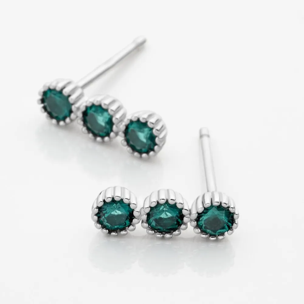 Marc Orian Bijoux Zirconium|Boucles D'Oreilles Argent > Boucles D'oreilles Puces Kasey Argent Blanc Oxyde De Zirconium argent blanc oxyde vert