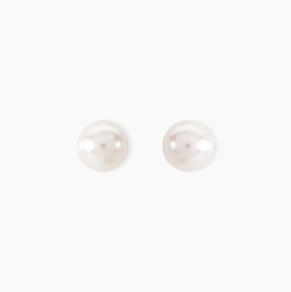 Boucles D'oreilles Puces Kesya Or Jaune Perle De Culture