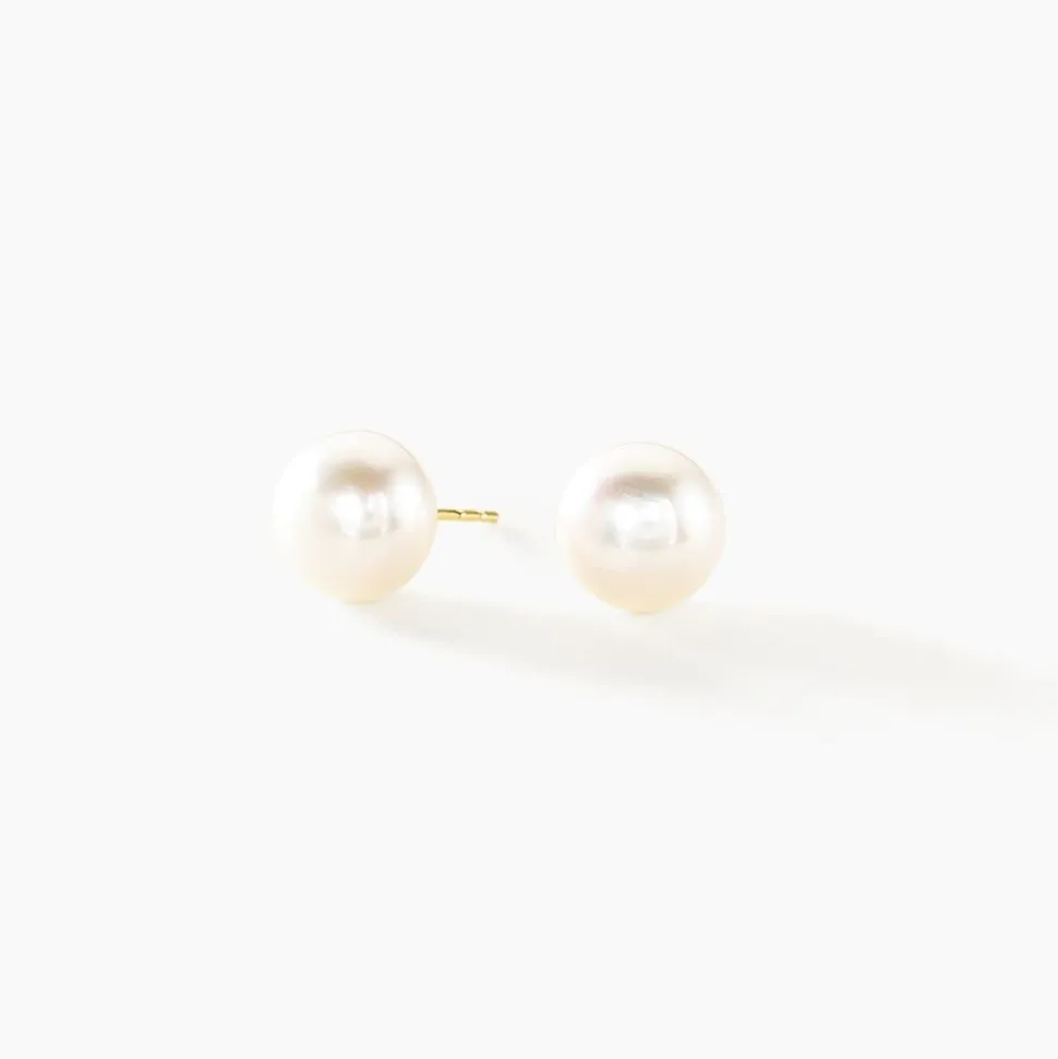Boucles D'oreilles Puces Kesya Or Jaune Perle De Culture