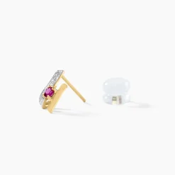 Marc Orian Cadeaux Mariage|Bijoux Femme > Boucles D'oreilles Puces Kirsten Or Jaune Rubis Et Diamant