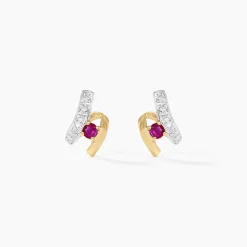 Marc Orian Cadeaux Mariage|Bijoux Femme > Boucles D'oreilles Puces Kirsten Or Jaune Rubis Et Diamant