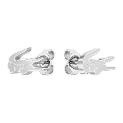 LACOSTE BIJOUX Bijoux Homme|Boucles D'Oreilles Acier Inoxydable > Boucles D'oreilles Puces Lacoste Crocodile Acier Blanc