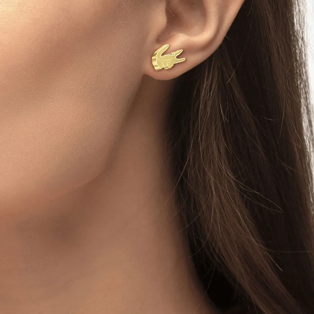 LACOSTE BIJOUX Bijoux Homme|Boucles D'Oreilles Acier Inoxydable > Boucles D'oreilles Puces Lacoste Crocodile Acier Jaune