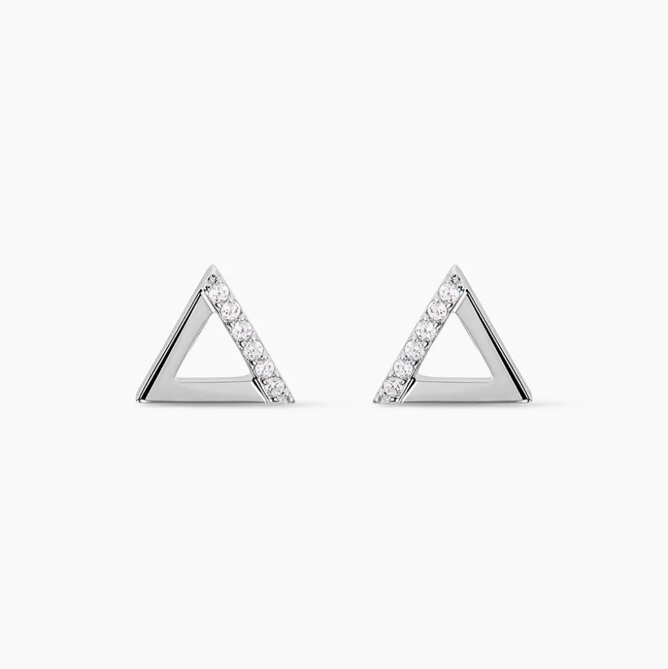 Boucles D'oreilles Puces Lorena Argent Blanc Oxyde De Zirconium