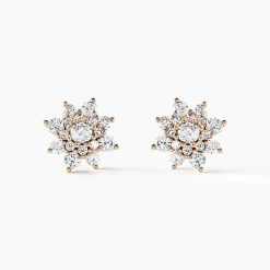 Boucles D'oreilles Puces Lorraine Argent Rose Oxyde De Zirconium