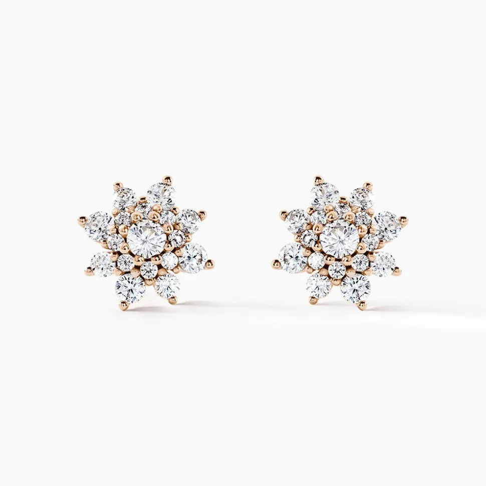 Boucles D'oreilles Puces Lorraine Argent Rose Oxyde De Zirconium
