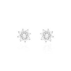 Boucles D'oreilles Puces Lorraine Argent Blanc Oxyde De Zirconium