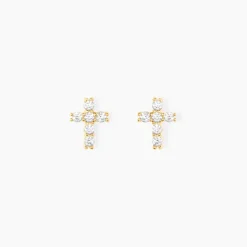 Boucles D'oreilles Puces Luna Or Jaune Oxyde De Zirconium