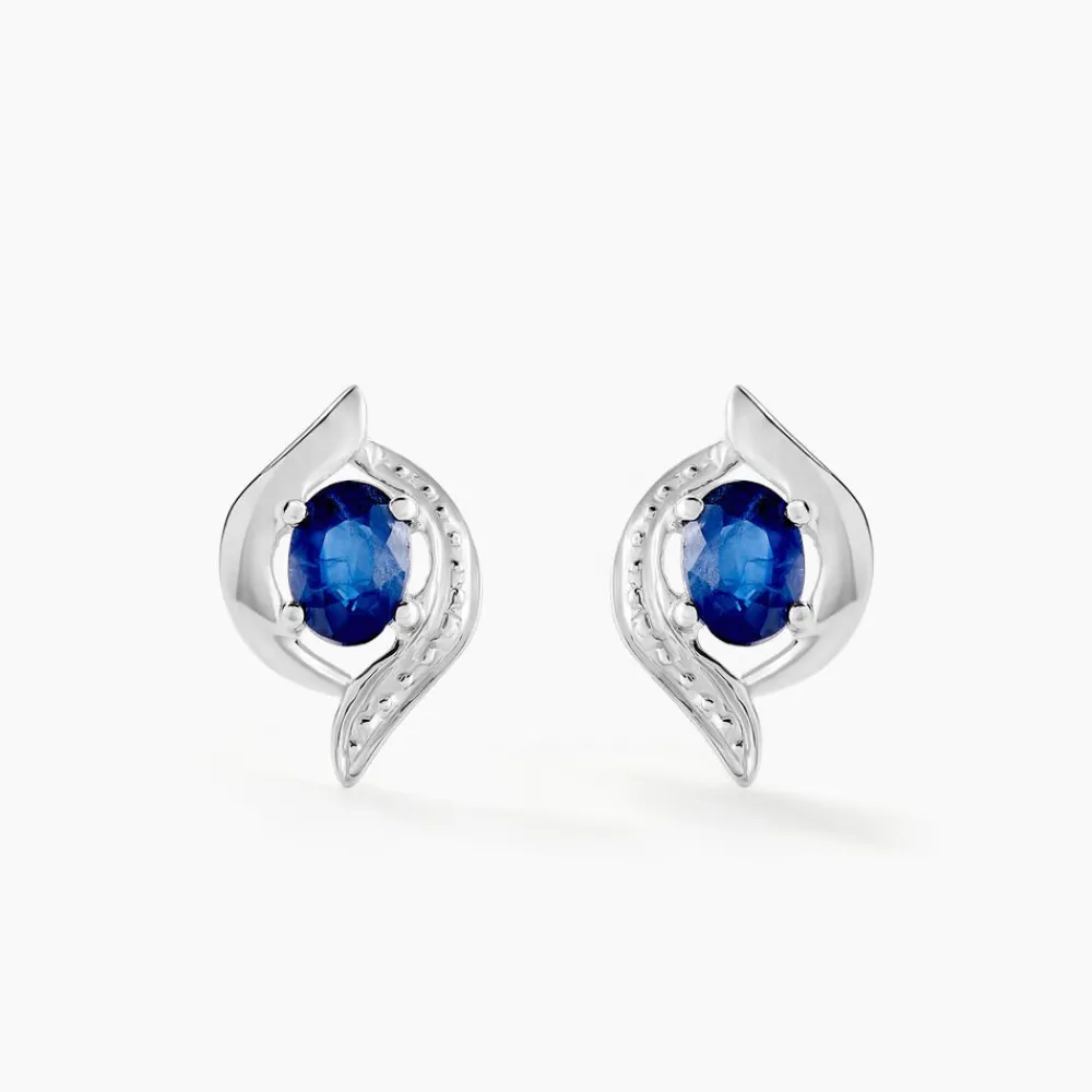 Marc Orian Cadeaux Mariage|Bijoux Or > Boucles D'oreilles Puces Lydia Or Blanc Saphir