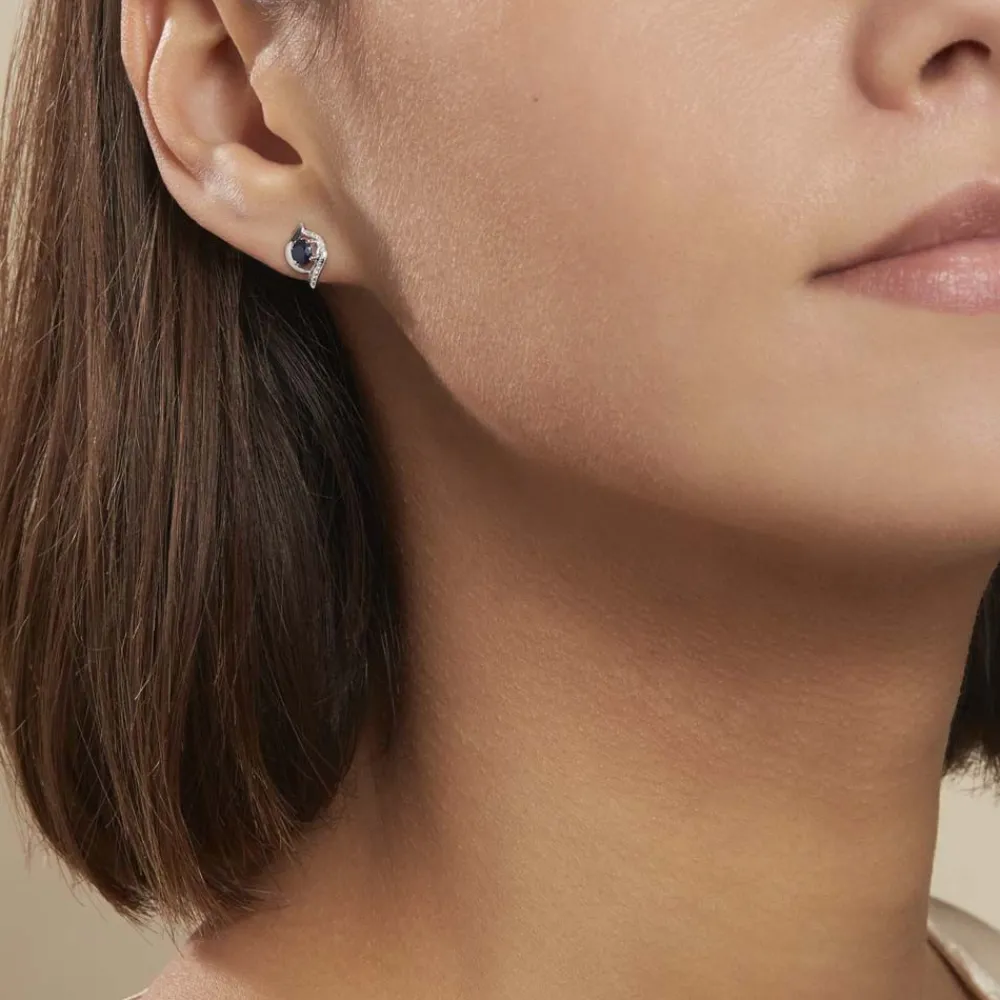 Marc Orian Cadeaux Mariage|Bijoux Or > Boucles D'oreilles Puces Lydia Or Blanc Saphir