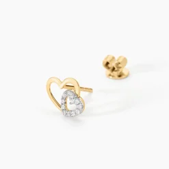 Marc Orian Bijoux Zirconium|Boucles D'Oreilles Cœur > Boucles D'oreilles Puces Marineta Or Jaune Oxyde De Zirconium