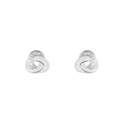 Boucles D'oreilles Puces Mastrona Or Blanc Diamant