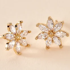 Boucles D'oreilles Puces Mia Plaqué Or Doré Oxyde De Zirconium