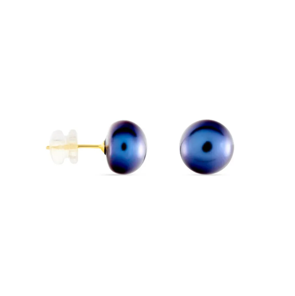 Boucles D'oreilles Puces Micaelle Teintees Or Jaune Perle De Culture