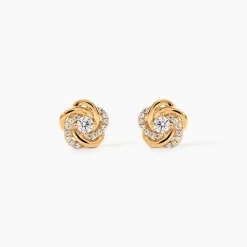 Boucles D'Oreilles Puces Moisette Plaqué Or Jaune Oxyde De Zirconium