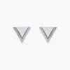 Marc Orian Pendantes|Bijoux Zirconium > Boucles D'oreilles Puces Mori Argent Blanc Oxyde De Zirconium Et Nacre