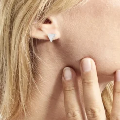 Marc Orian Pendantes|Bijoux Zirconium > Boucles D'oreilles Puces Mori Argent Blanc Oxyde De Zirconium Et Nacre