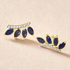Marc Orian Cadeaux Mariage|Anniversaire De Mariage > Boucles D'oreilles Puces Navette Diamant or jaune saphir