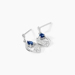 Marc Orian Pendantes|Cadeaux Mariage > Boucles D'oreilles Puces Odila Or Blanc Saphir Et Diamant
