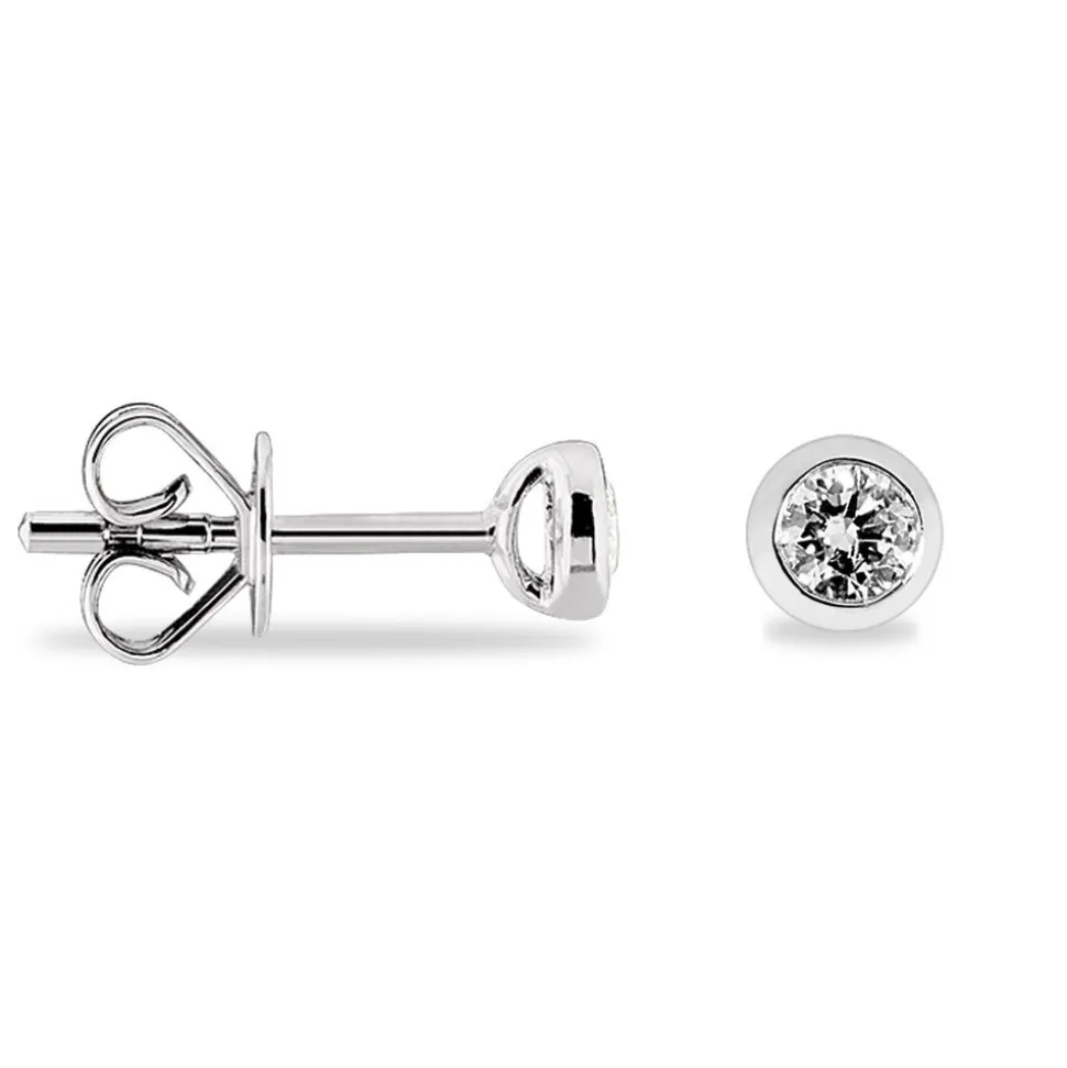 Boucles D'oreilles Puces Ofelia Or Blanc Diamant